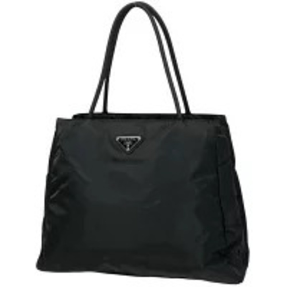 Prada Plate Tote Bag Handbag Nero Black
